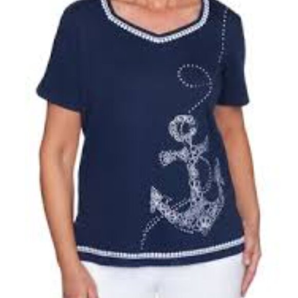 Alfred Dunner Anchors Away Tunic Tee Size 1X - Picture 3 of 3